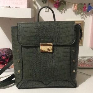 Olive green Vegan leather croc backpack